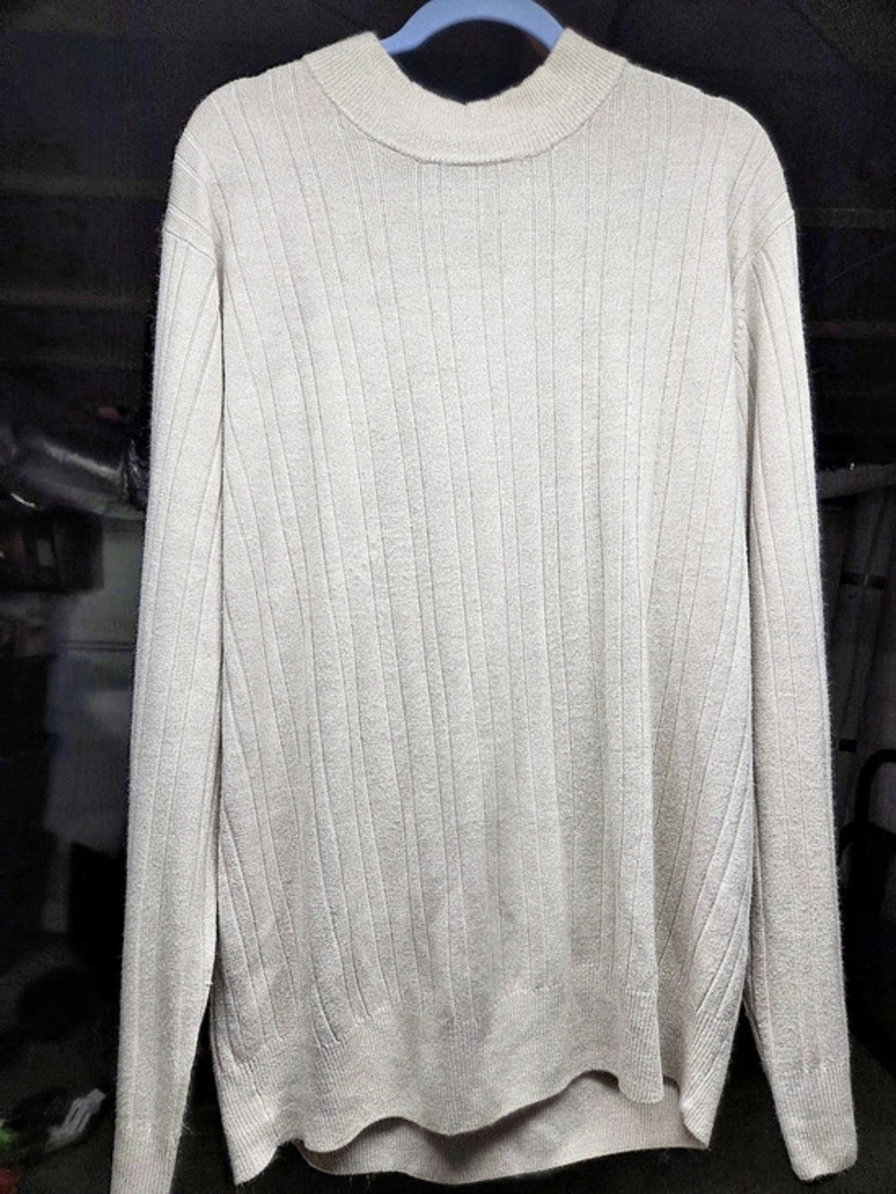 Geoffrey Beene Ribbed Crewneck Sweater Cream XL